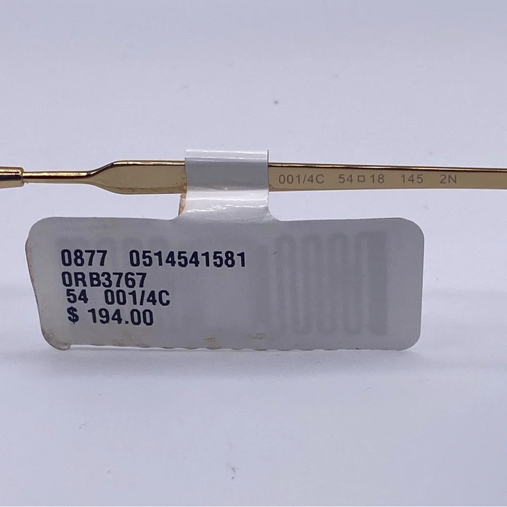 Ray-Ban Rimless Oval Sunglasses with Blue Lenses and Gold Temples